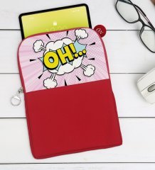 BK Gift Pop Art Tasarımlı Taşınabilir Koruyucu Tablet Kılıfı & Organizer Çanta - Kırmızı-1