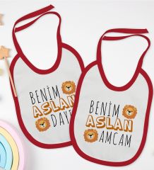 BK Kids Dayı ve Amca Tasarımlı 2’li Kırmızı Mama Önlüğü-1