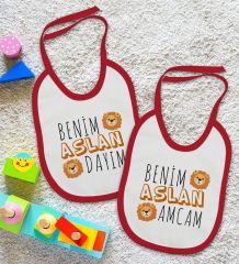 BK Kids Dayı ve Amca Tasarımlı 2’li Kırmızı Mama Önlüğü-1