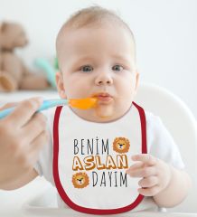 BK Kids Dayı ve Amca Tasarımlı 2’li Kırmızı Mama Önlüğü-1