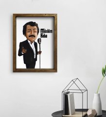 BK Home Müslüm Baba Tasarımlı Doğal Masif Ahşap Çerçeveli Tablo-6