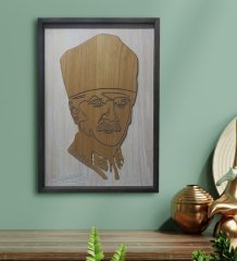 BK Gift Özel Yapım Atatürk İmzalı Kabartma Figürlü Ahşap Çerçeveli Tablo