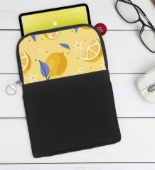 BK Gift Limon Tasarımlı Taşınabilir Koruyucu Tablet Kılıfı & Organizer Çanta - Siyah-1