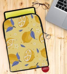 BK Gift Limon Tasarımlı Taşınabilir Koruyucu Tablet Kılıfı & Organizer Çanta - Siyah-1