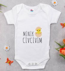 BK Kids Minik Civcivim Tasarımlı Beyaz Bebek Body Zıbın-1