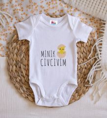 BK Kids Minik Civcivim Tasarımlı Beyaz Bebek Body Zıbın-1