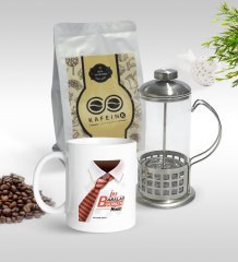 Kişiye Özel İlk Babalar Günü Tasarımlı Kupa & French Press & 250gr Filtre Kahve Hediye Seti-4