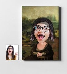 Kişiye Özel Mona Lisa Karikatür Kanvas Tablo (50 x 70 cm.) 1