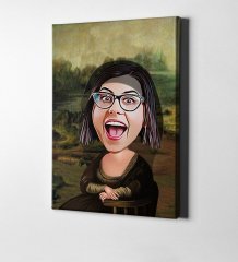 Kişiye Özel Mona Lisa Karikatür Kanvas Tablo (50 x 70 cm.) 1