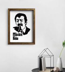 BK Home Müslüm Baba Tasarımlı Doğal Masif Ahşap Çerçeveli Tablo-5