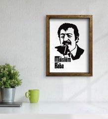 BK Home Müslüm Baba Tasarımlı Doğal Masif Ahşap Çerçeveli Tablo-5