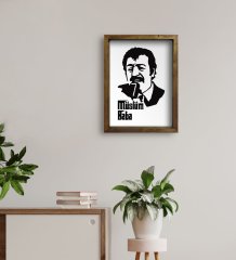 BK Home Müslüm Baba Tasarımlı Doğal Masif Ahşap Çerçeveli Tablo-5