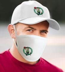 NBA Boston Celtics Beyaz Şapka ve Yıkanabilir Maske Seti