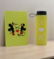 BK Gift Sevgiliye Özel İsimli Sarı Defter ve Cam Matara Hediye Seti-5, Sevgiliye Hediye, Sevgililer Günü, Yeni İş Hediyesi