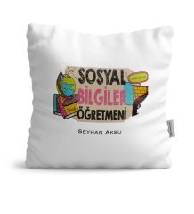 Kişiye Özel Sosyal Bilgiler Öğretmeni Saten Yastık - 3