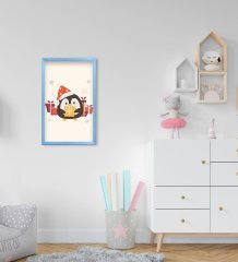 BK Home Sevimli Penguen Tasarımlı Dekoratif Mavi Ahşap Çerçeveli Çocuk Odası Tablo-2
