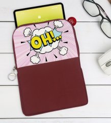 BK Gift Pop Art Tasarımlı Taşınabilir Koruyucu Tablet Kılıfı & Organizer Çanta - Bordo-1