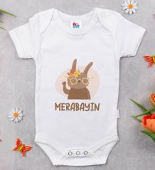 BK Kids Merabayın Tasarımlı Beyaz Bebek Body Zıbın-1