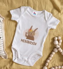 BK Kids Merabayın Tasarımlı Beyaz Bebek Body Zıbın-1