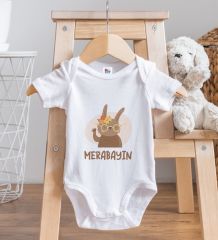 BK Kids Merabayın Tasarımlı Beyaz Bebek Body Zıbın-1