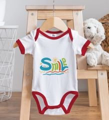 BK Kids Smile Tasarımlı Kırmızı Bebek Body Zıbın-1