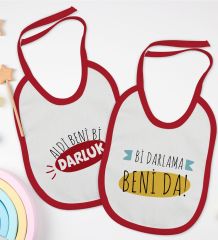 BK Kids Darlama Beni ve Darluk Tasarımlı 2’li Kırmızı Mama Önlüğü-1