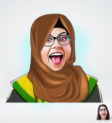 Kişiye Özel Kadın Arapça Öğretmeni  Tasarımlı Dijital Karikatür-3