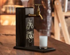 BK Gift Aynalı Altın Kabartma Musluklu Doğal Siyah(Ebony) Ahşap Rakı Standı, Home Bar, İçecek Dispenseri, Ahşap İçecek Çeşmesi-2