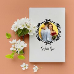 Kişiye Özel Hediye Fotoğraflı Çerçeveli Beyaz Defter - 11