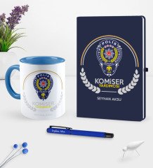 Kişiye Özel Komiser Yardımcısı Temalı Lacivert Defter Kalem Kupa Seti - 2