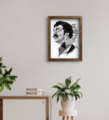 BK Home Müslüm Baba Tasarımlı Doğal Masif Ahşap Çerçeveli Tablo-4