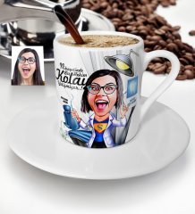 Kişiye Özel Bayan Diş Hekimi Karikatür Türk Kahvesi Fincanı - 1
