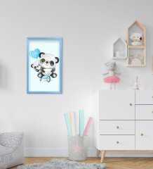 BK Home Sevimli Panda Tasarımlı Dekoratif Mavi Ahşap Çerçeveli Çocuk Odası Tablo-8