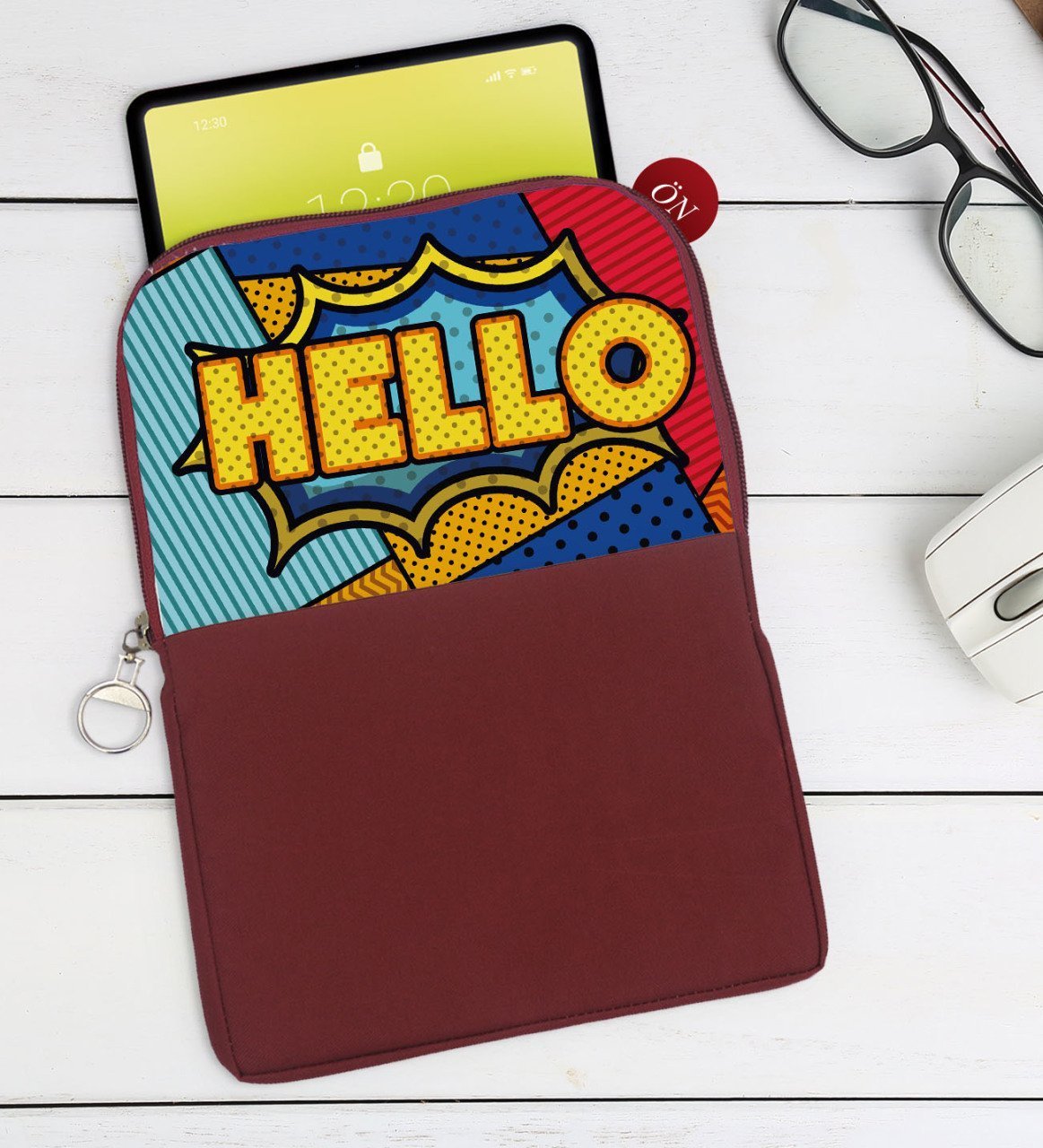 BK Gift Pop Art Tasarımlı Taşınabilir Koruyucu Tablet Kılıfı & Organizer Çanta - Bordo-16