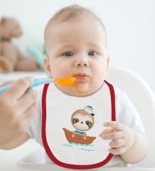 BK Kids Sevimli Denizci Tasarımlı Kırmızı Bebek Mama Önlüğü-1