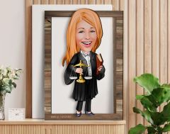BK Gift Kişiye Özel Kadın Avukat Karikatürlü 3D Ahşap Tablo, Sevgiliye Hediye, Arkadaşa Hediye, Yıl Dönümü Hediyesi, Doğum Günü Hediyesi-1