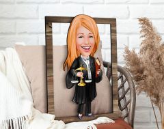 BK Gift Kişiye Özel Kadın Avukat Karikatürlü 3D Ahşap Tablo, Sevgiliye Hediye, Arkadaşa Hediye, Yıl Dönümü Hediyesi, Doğum Günü Hediyesi-1