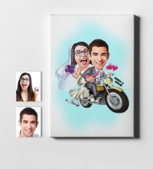 Kişiye Özel Evleniyoruz Karikatür Kanvas Tablo (50 x 70 cm.) 8