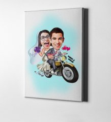 Kişiye Özel Evleniyoruz Karikatür Kanvas Tablo (50 x 70 cm.) 8