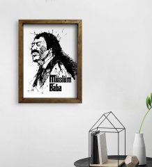 BK Home Müslüm Baba Tasarımlı Doğal Masif Ahşap Çerçeveli Tablo-3