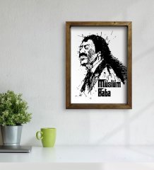 BK Home Müslüm Baba Tasarımlı Doğal Masif Ahşap Çerçeveli Tablo-3