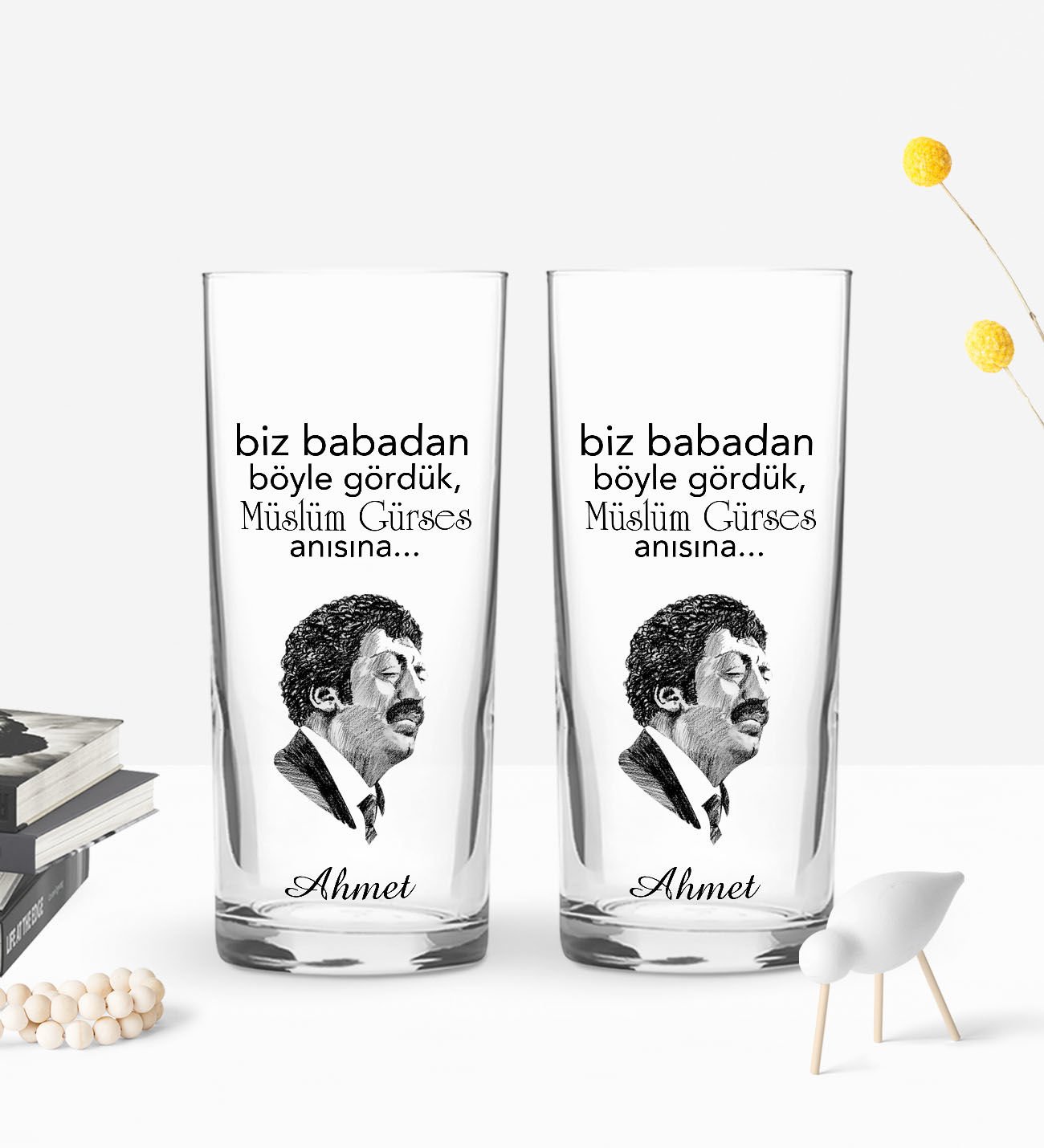 Kişiye Özel Renkli Baskılı Babadan Böyle Gördük Tasarımlı İkili Rakı Bardağı Seti-1
