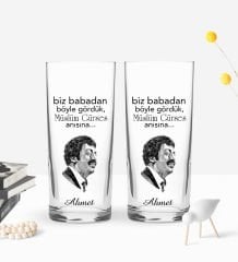 Kişiye Özel Renkli Baskılı Babadan Böyle Gördük Tasarımlı İkili Rakı Bardağı Seti-1