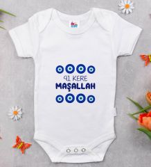 BK Kids Maşallah Tasarımlı Beyaz Bebek Body Zıbın-2