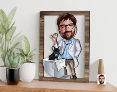 BK Gift Kişiye Özel Veteriner Hekim Karikatürlü 3D Ahşap Tablo, Sevgiliye Hediye, Arkadaşa Hediye, Yıl Dönümü Hediyesi, Doğum Günü Hediyesi-1