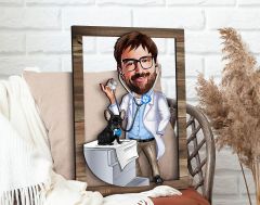 BK Gift Kişiye Özel Veteriner Hekim Karikatürlü 3D Ahşap Tablo, Sevgiliye Hediye, Arkadaşa Hediye, Yıl Dönümü Hediyesi, Doğum Günü Hediyesi-1