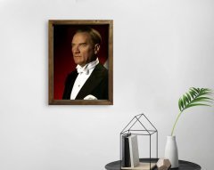 BK Home Atatürk Tasarımlı Doğal Masif Ahşap Çerçeveli Tablo 45x65cm-12