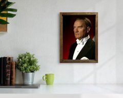 BK Home Atatürk Tasarımlı Doğal Masif Ahşap Çerçeveli Tablo 45x65cm-12