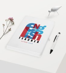 Kişiye Özel İngilizce Öğretmeni Temalı Beyaz Defter Kalem Hediye Seti - 1