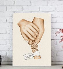 BK Gift Kişiye Özel El Ele Tutuşan Aile Tasarımlı Renkli Kanvas Tablo-6 20x30, Anneye Hediye, Aile Hediyesi